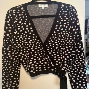 She + Sky Polka Dot Wrap Knit Top